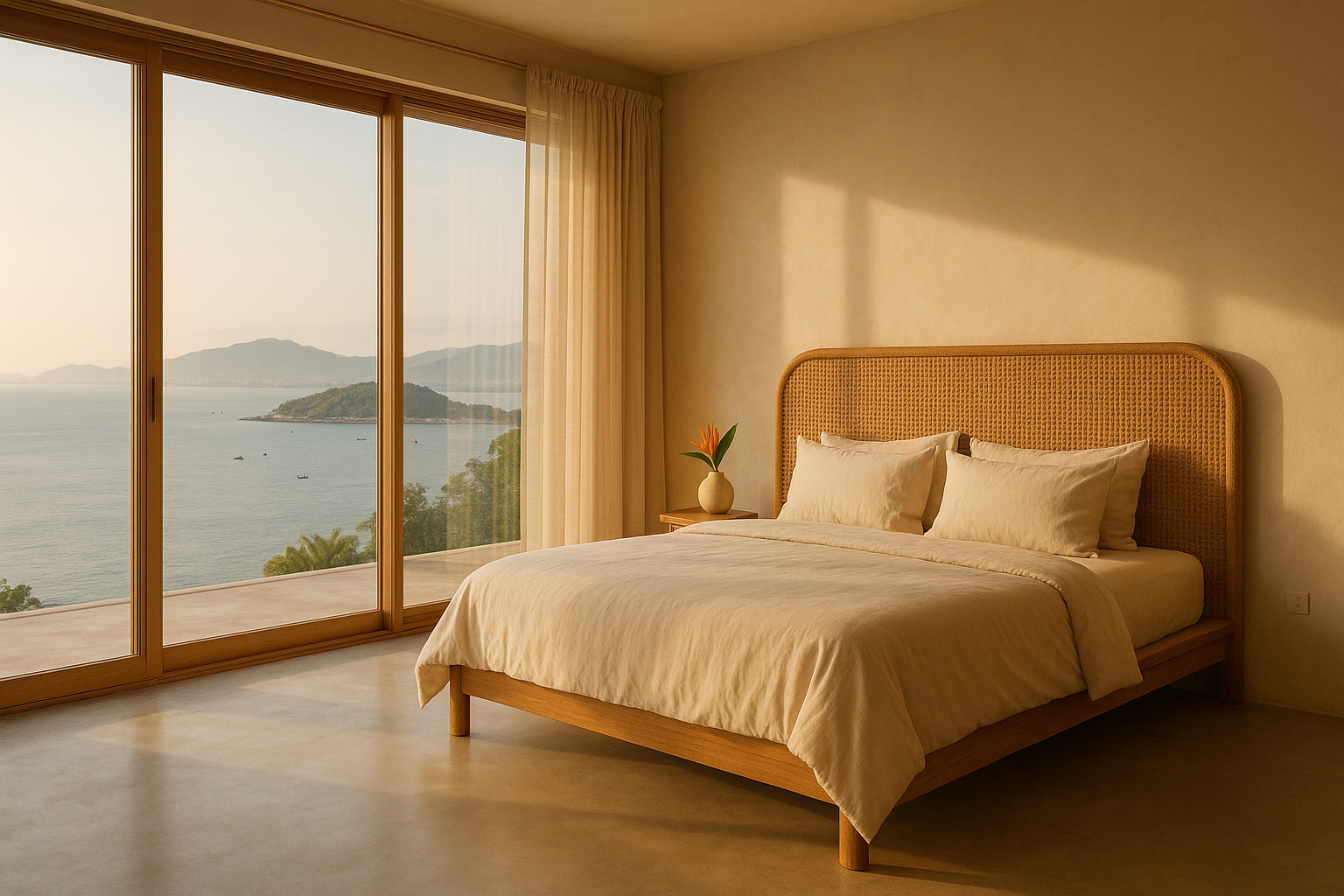 Maison du Cap interior — sea view bedroom